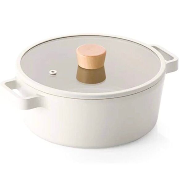 Neoflam Other - NEOFLAM FIKA 2.7QT Nonstick Stock Pot, Glass Lid with Wood Knob
